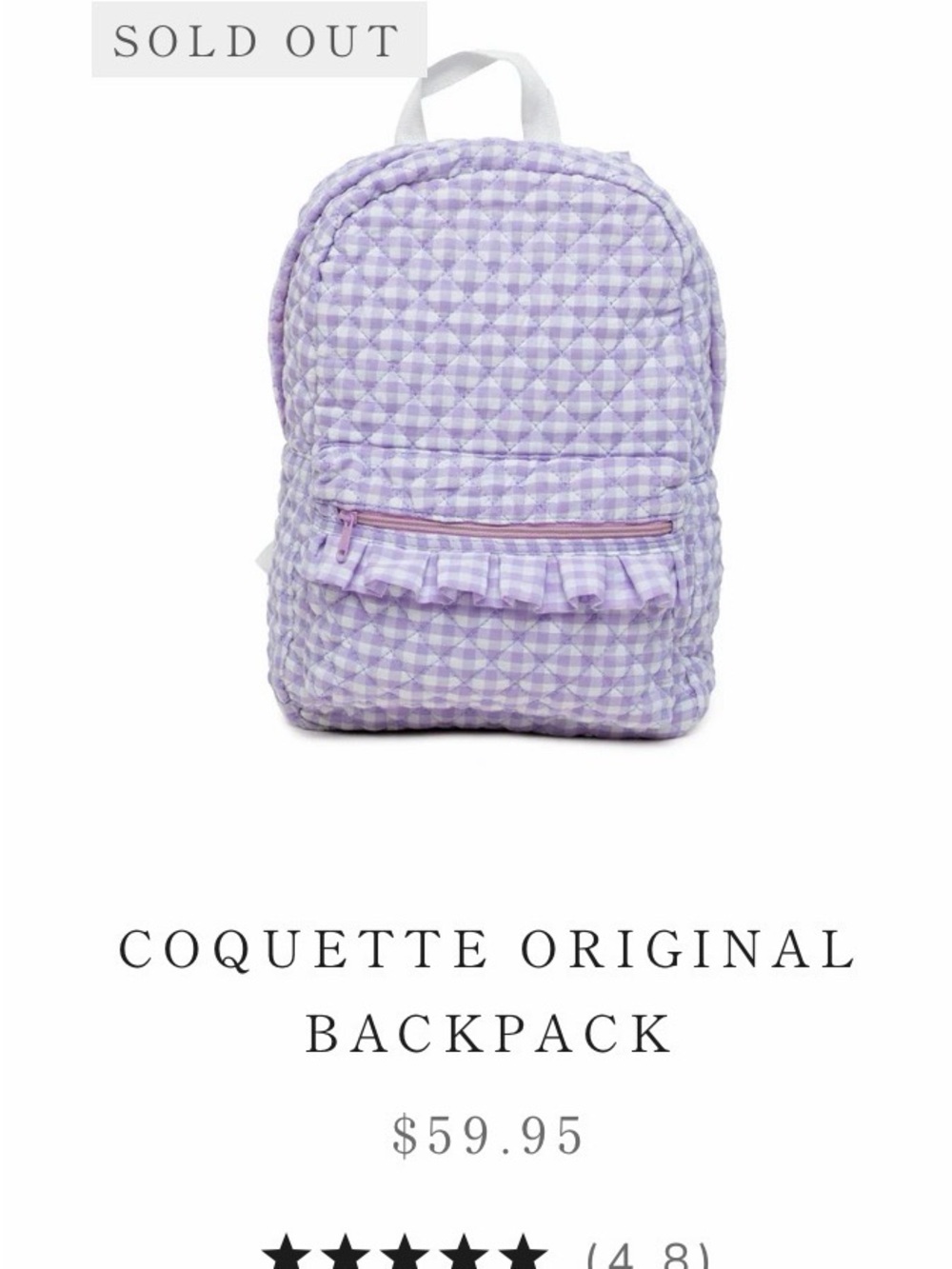 Coquette Original Kids Backpack in Lavender Gingham